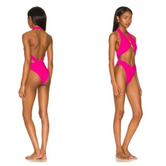 lovewave | NEW The Christensen One Piece Cut Out Swimsuit in Hot Pink Size XL - Picture 2 of 12